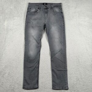 7 For All Mankind Slimmy Mens Size 34x32 Gray Faded Wash Slim Fit Stretch Jeans